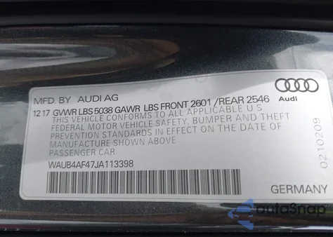 2018 Audi S4 3.0T Premium Plus from USA, damaged, VIN WAUB4AF47JA113398